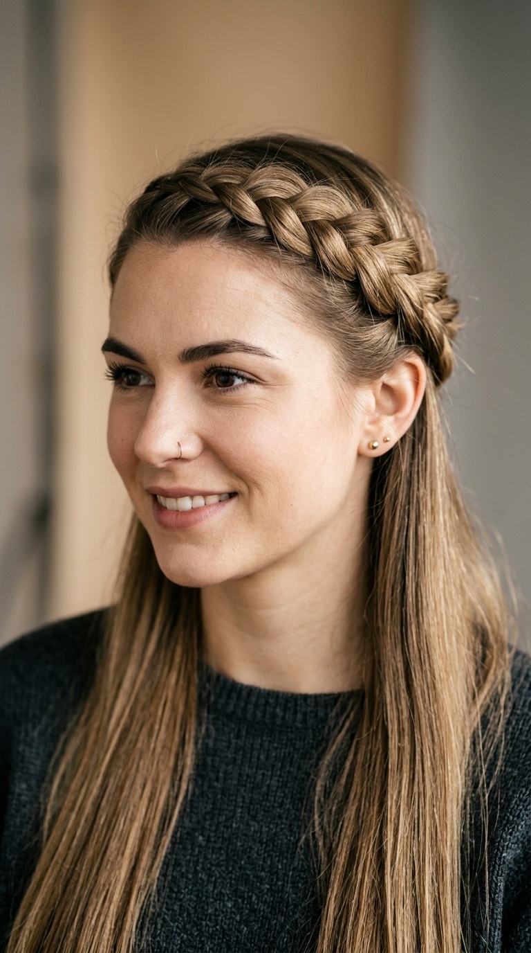 Half-Up Crown Braid