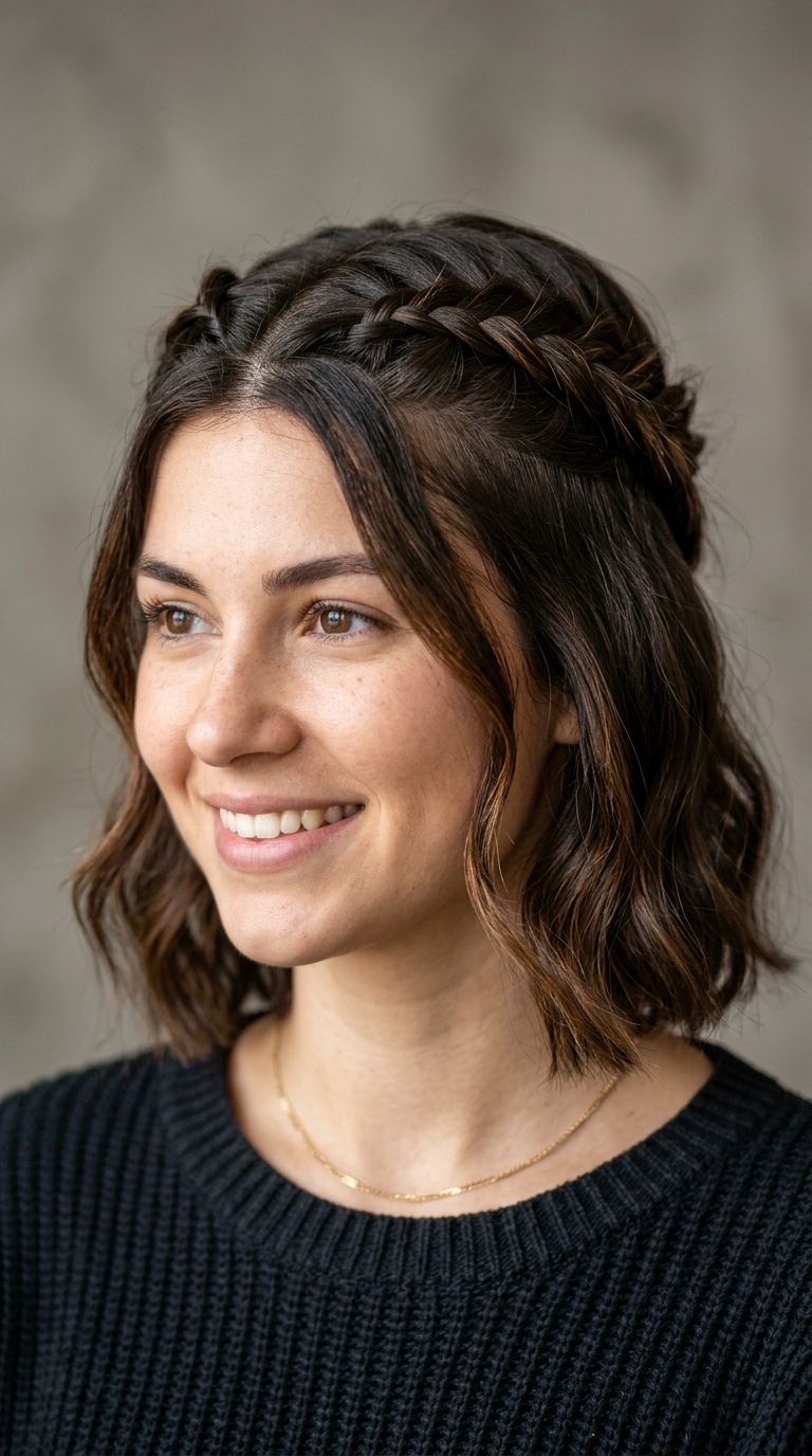 Half-Up Crown Braids