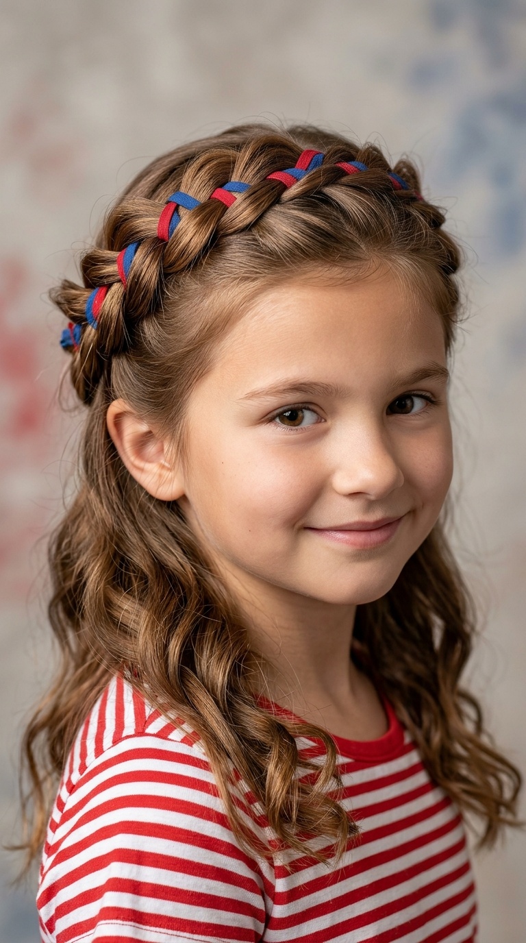 Half-Up Crown with Interwoven Ties