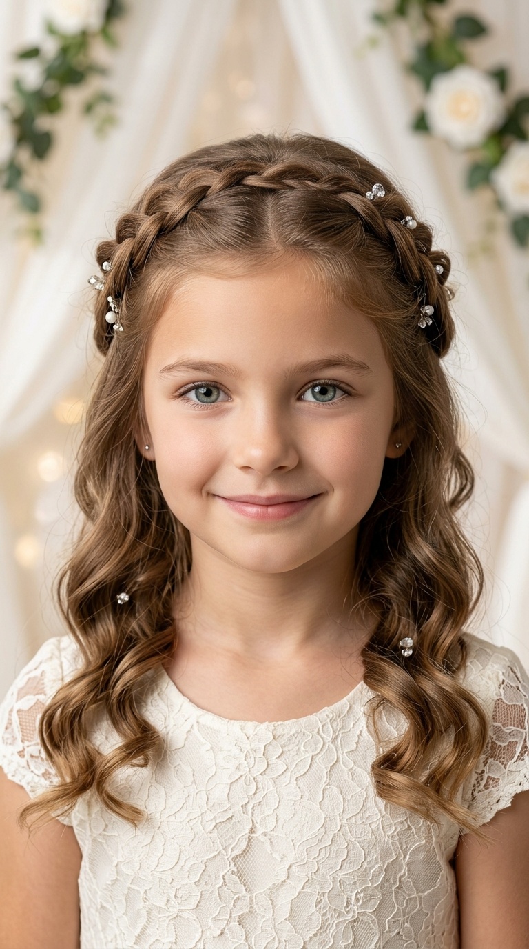 Half-Up Crown with Soft Curls