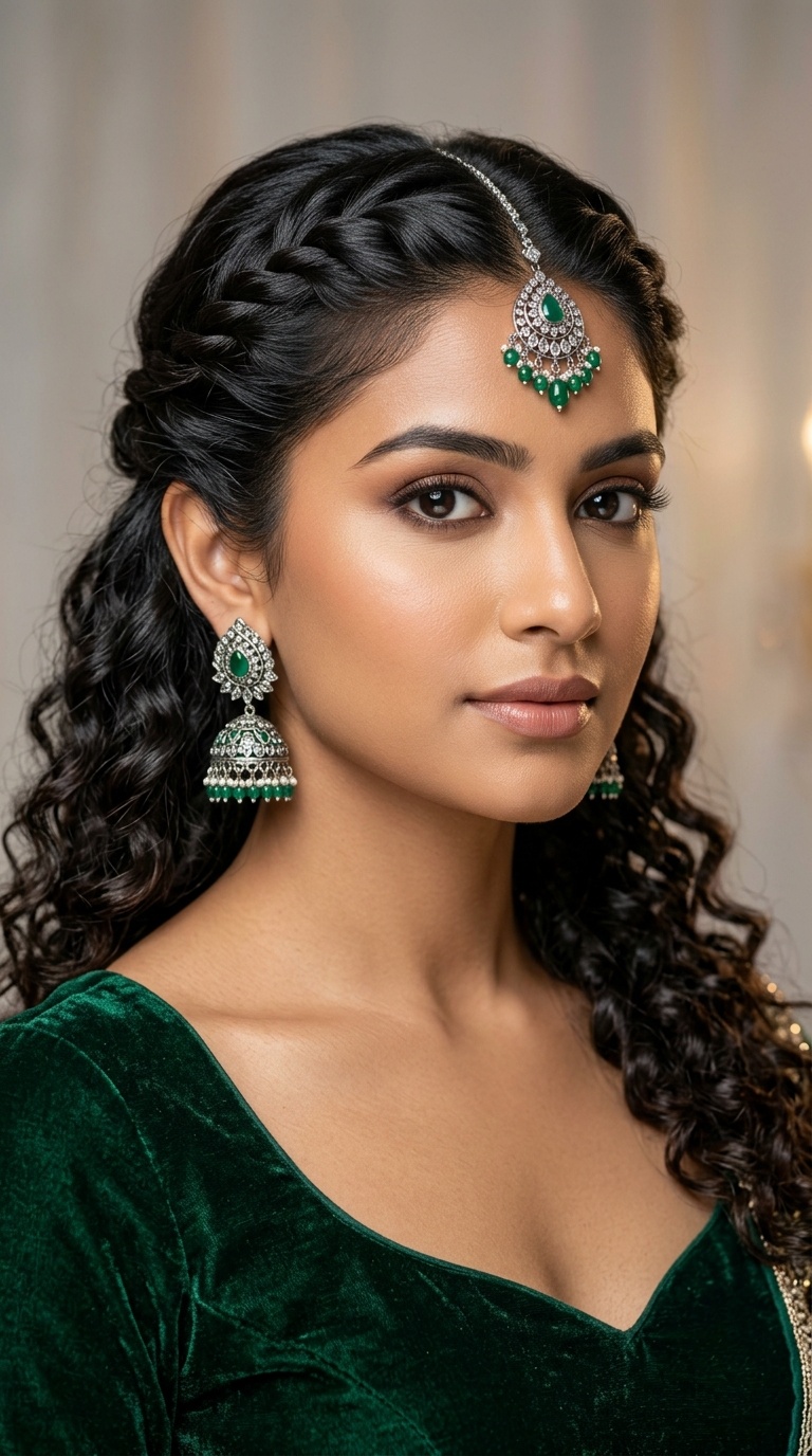 Half-Up Curls with Front Twists
