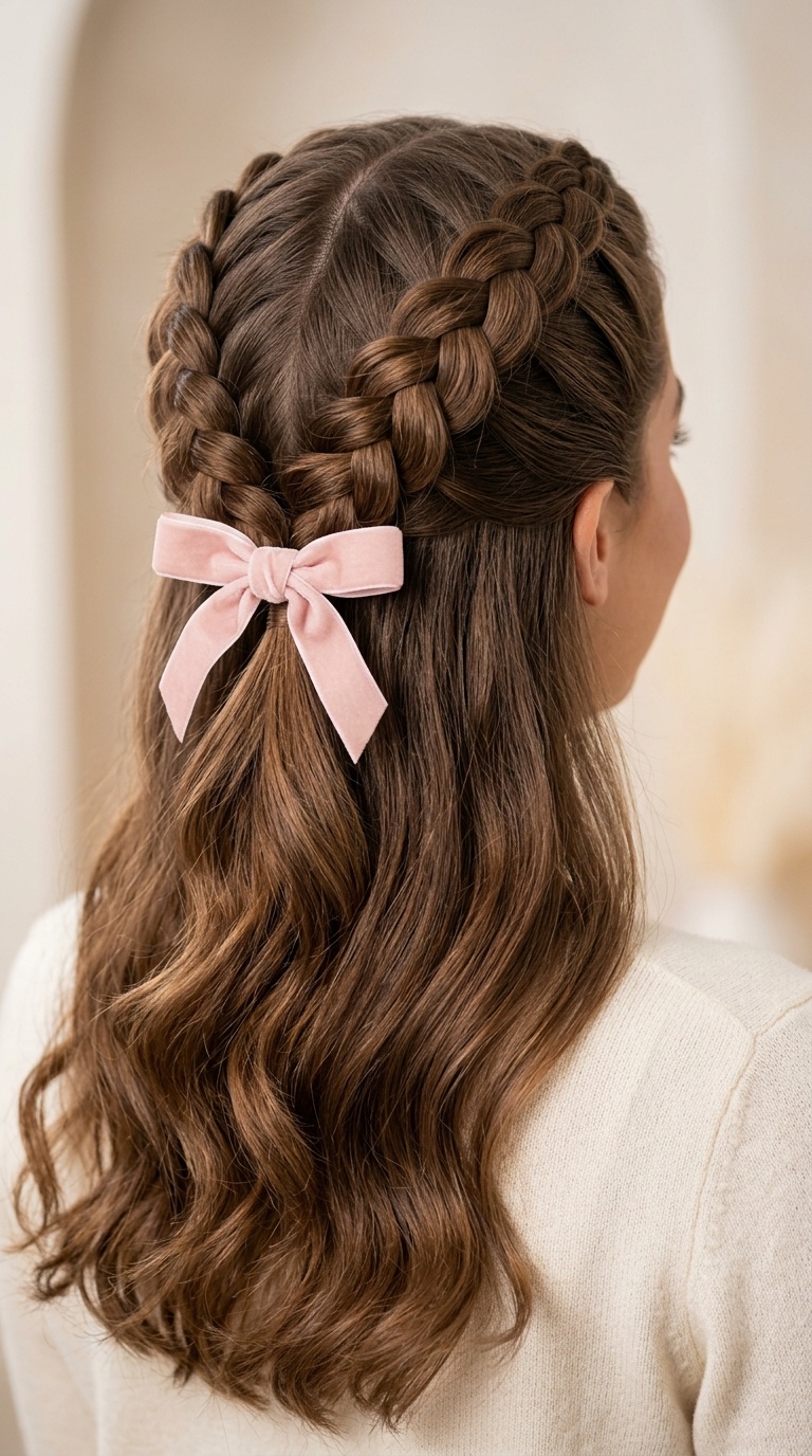 Half-Up Dutch Braid with Bow