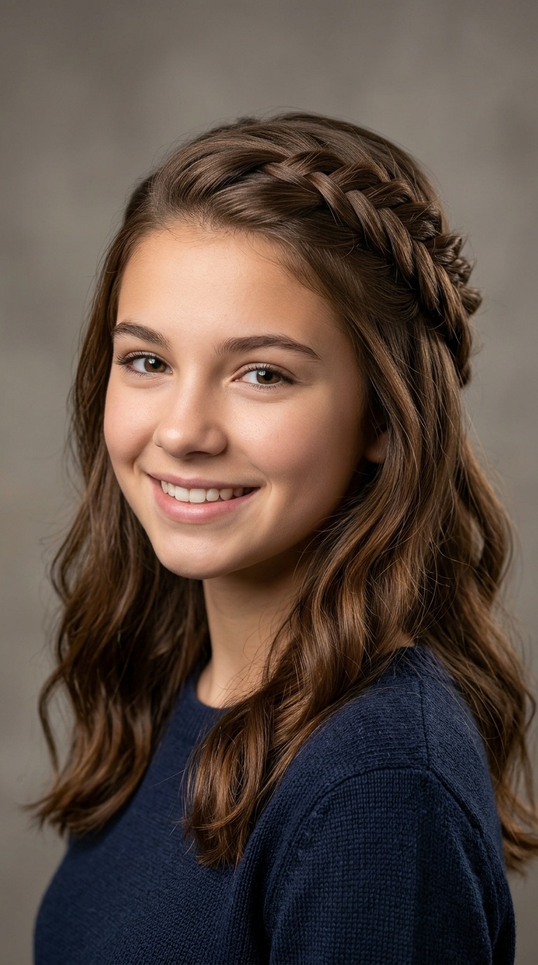 Half-Up Fishbone Braid