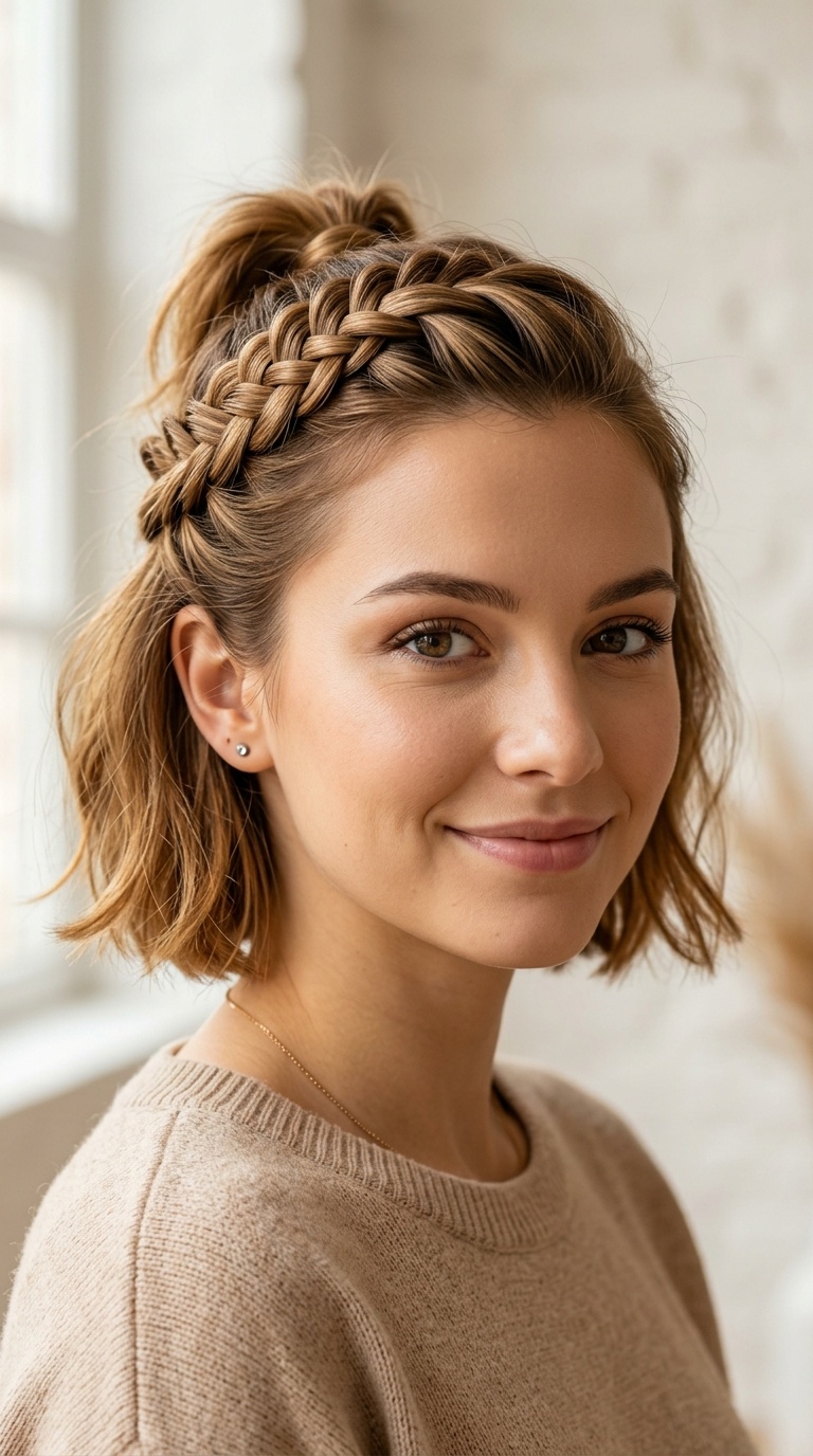 Half-Up Fishbone Braids