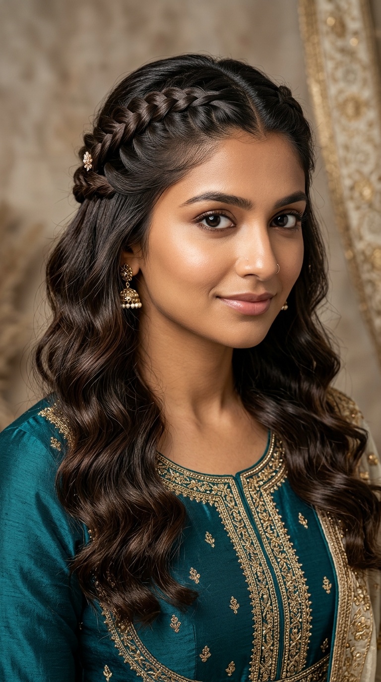 Half-Up Half-Down Braid with Waves
