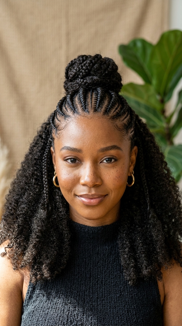 Half-Up Half-Down Cornrow Combo