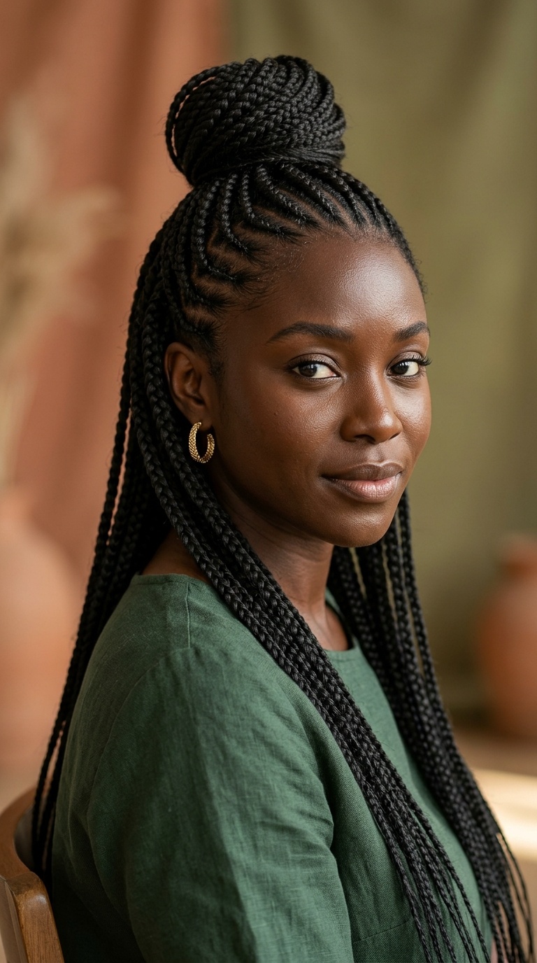 Half-Up Half-Down Cornrows
