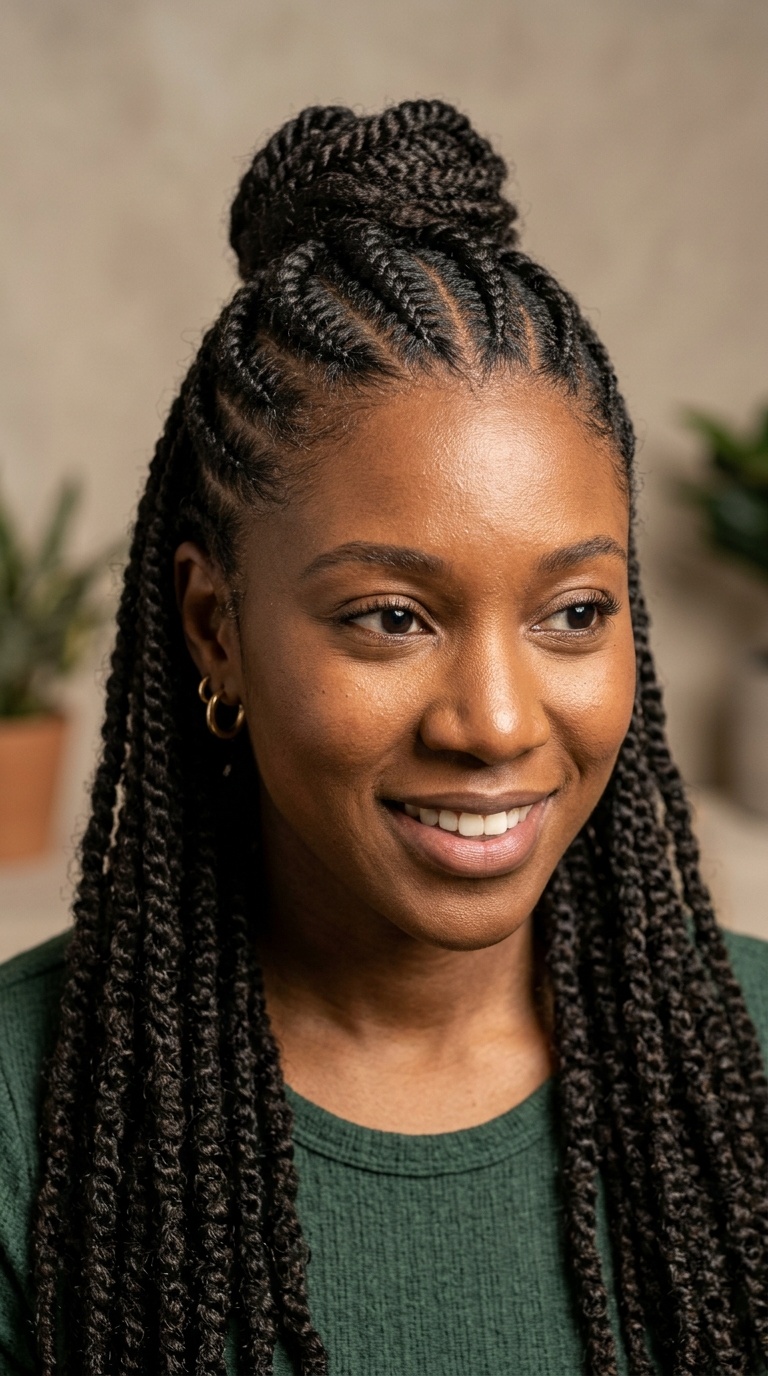 Half-Up Half-Down Cornrows