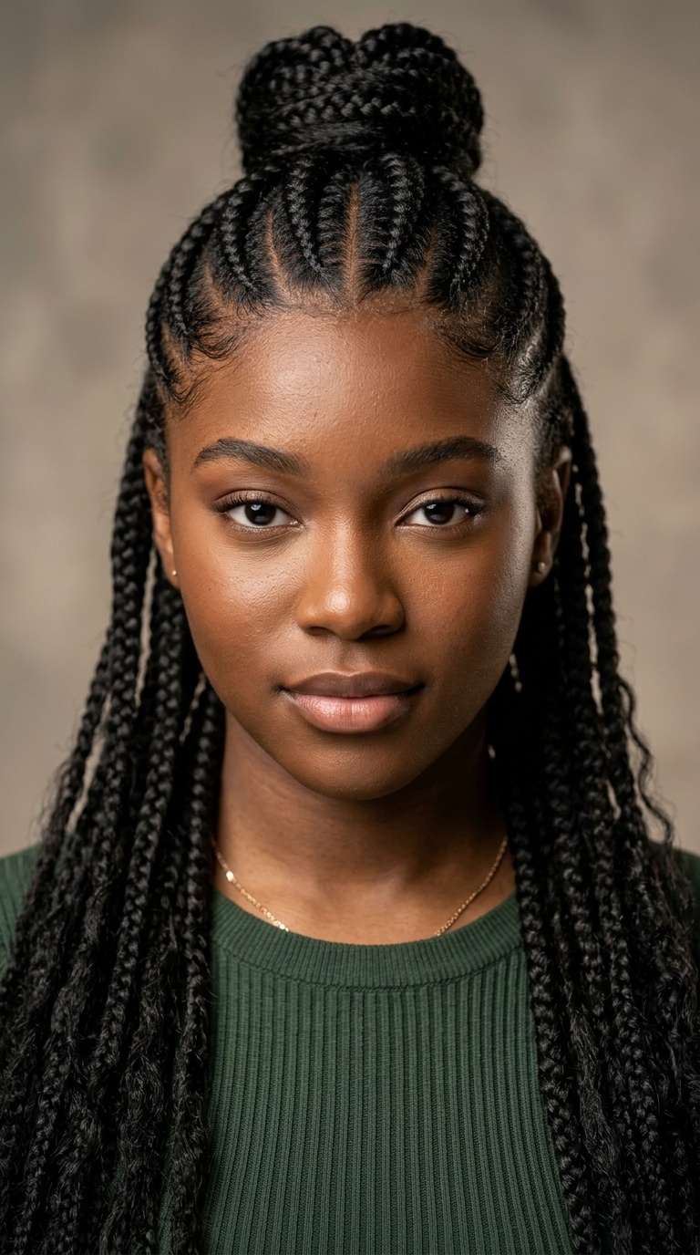 Half-Up Half-Down Cornrows