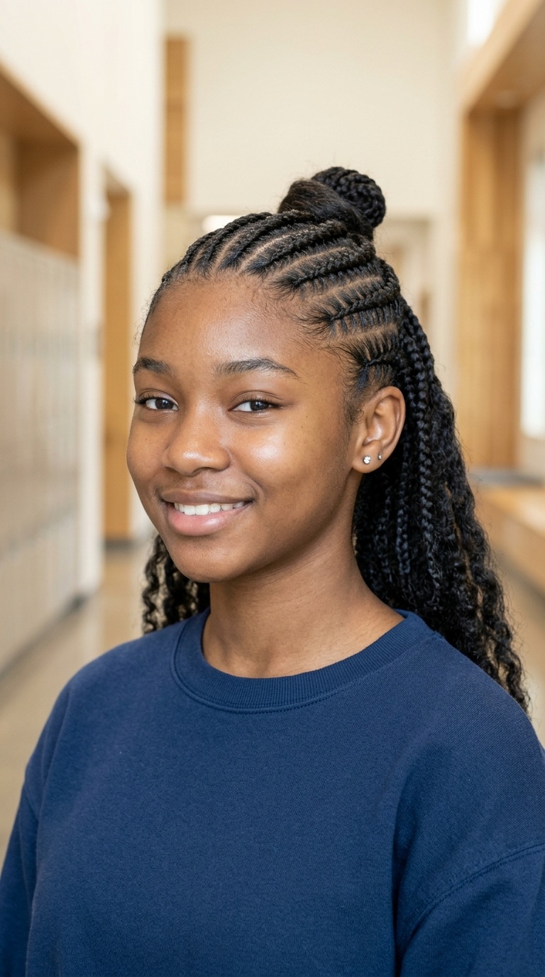 Half-Up Half-Down Cornrows