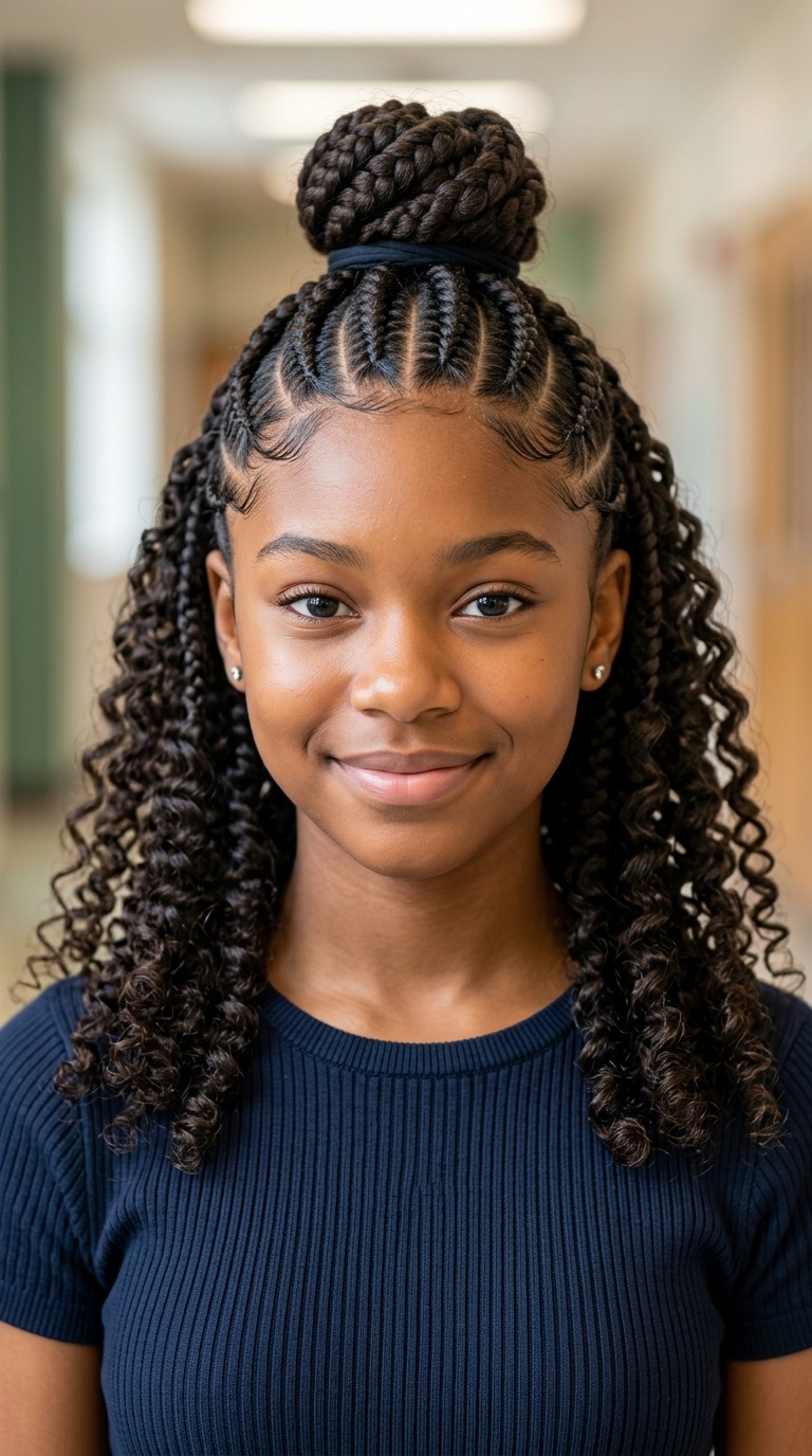 Half-Up Half-Down Cornrows