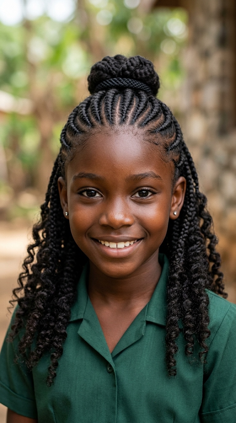 Half-Up, Half-Down Cornrows