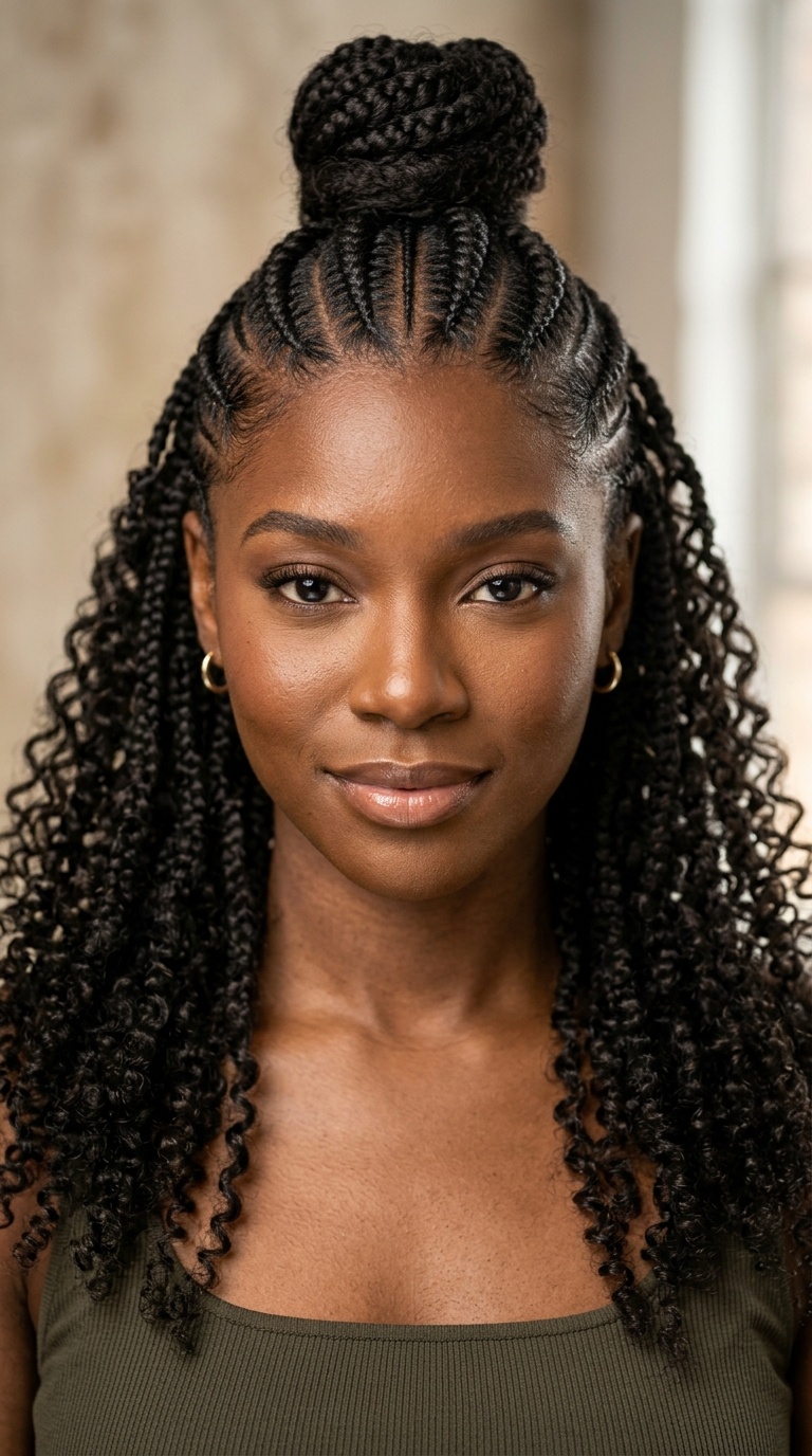 Half-Up Half-Down Cornrows