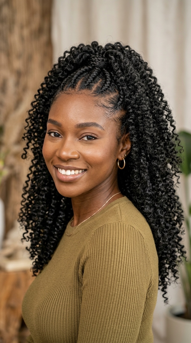 Half-Up Half-Down Crochet Curls