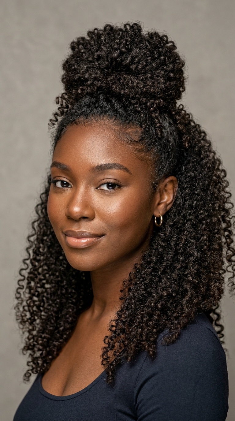 Half-Up Half-Down Curly Bun