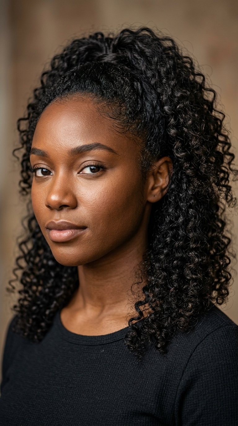 Half-Up Half-Down Curly Pony