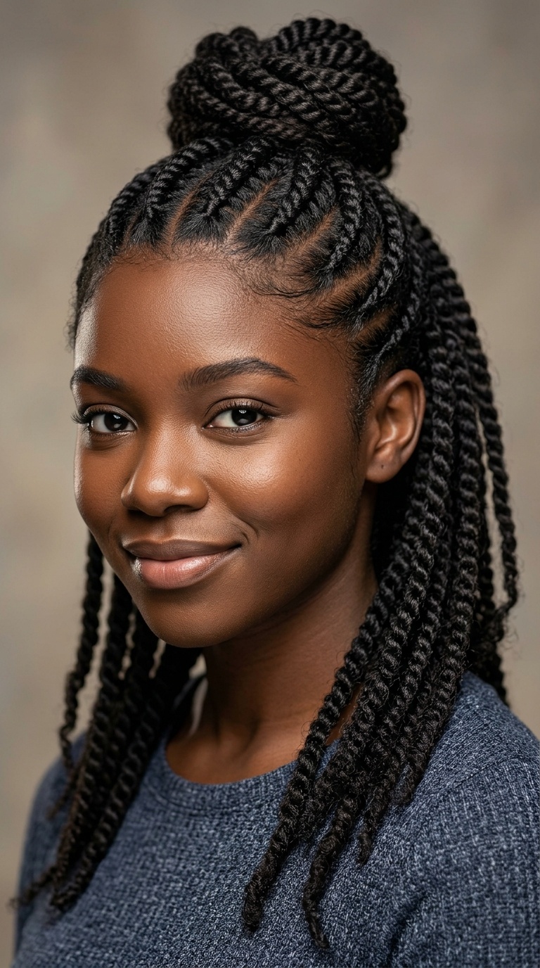 Half-Up, Half-Down Flat Twists