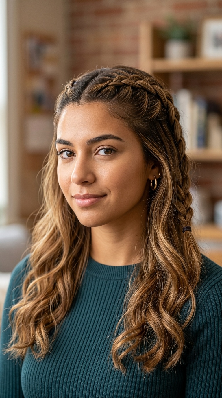 Half-Up, Half-Down French Braid