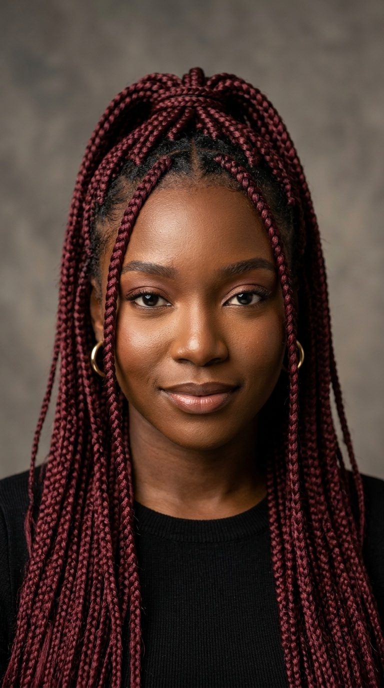 Half-Up Half-Down Merlot Braids