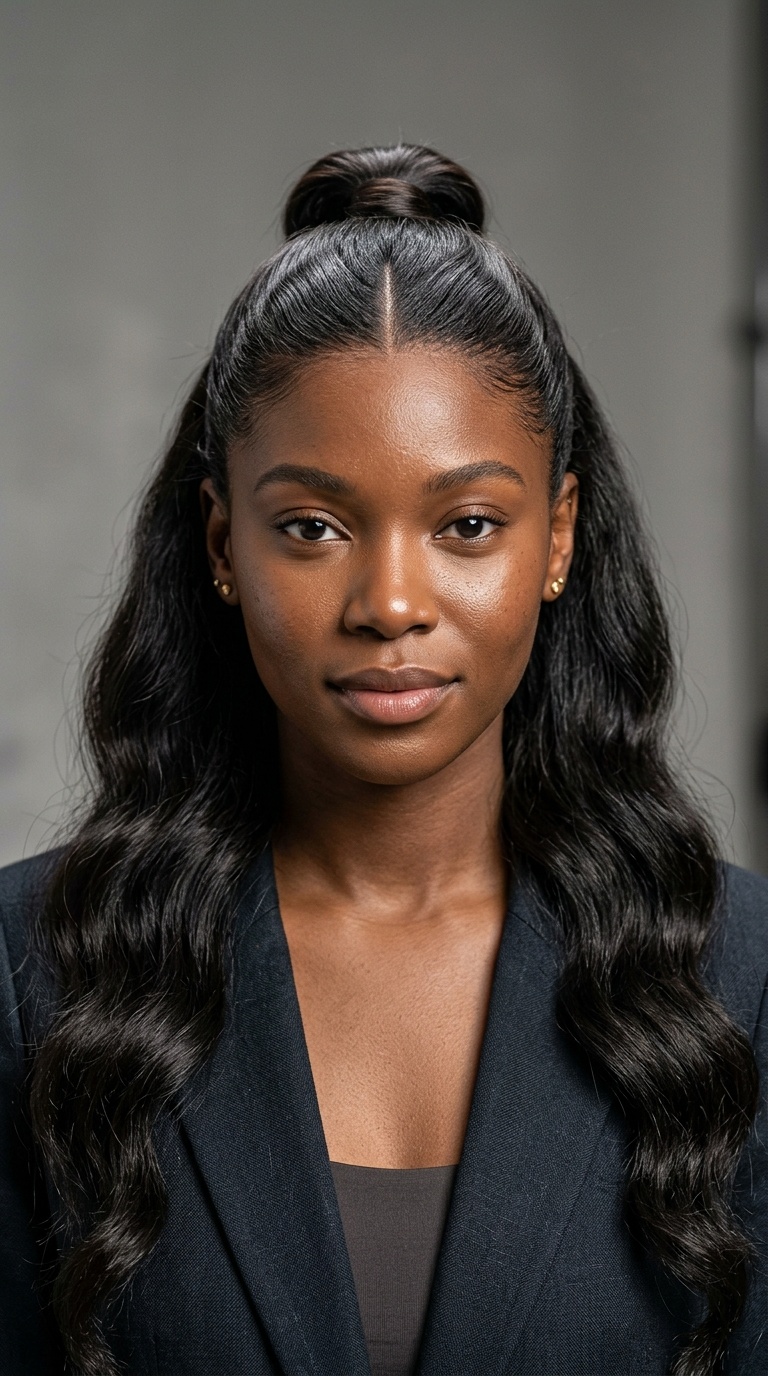 Half-Up Half-Down Middle Part