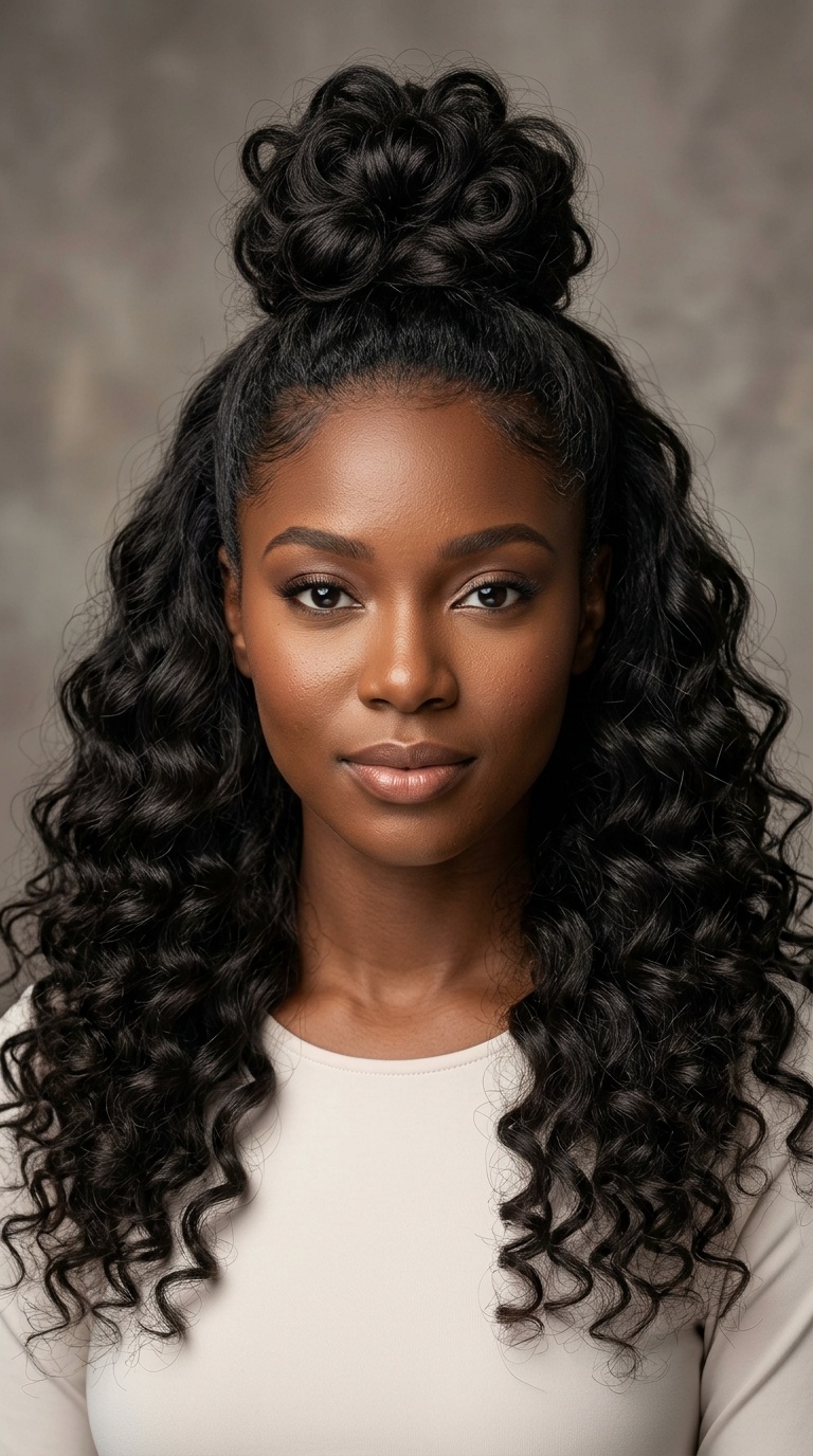 Half-Up, Half-Down Quick Weave
