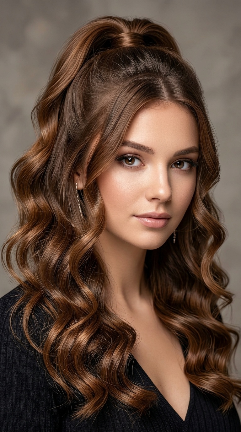 Half-Up Half-Down Ribbon Waves