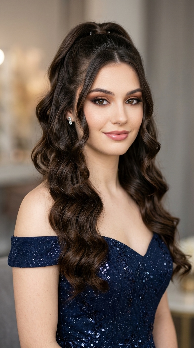 Half-Up Half-Down Ribbon Waves