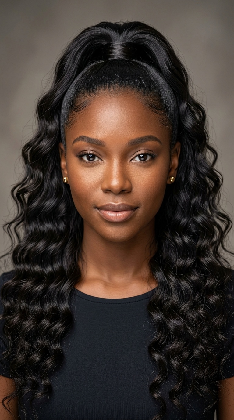 Half-Up Half-Down Ripple Ponytail