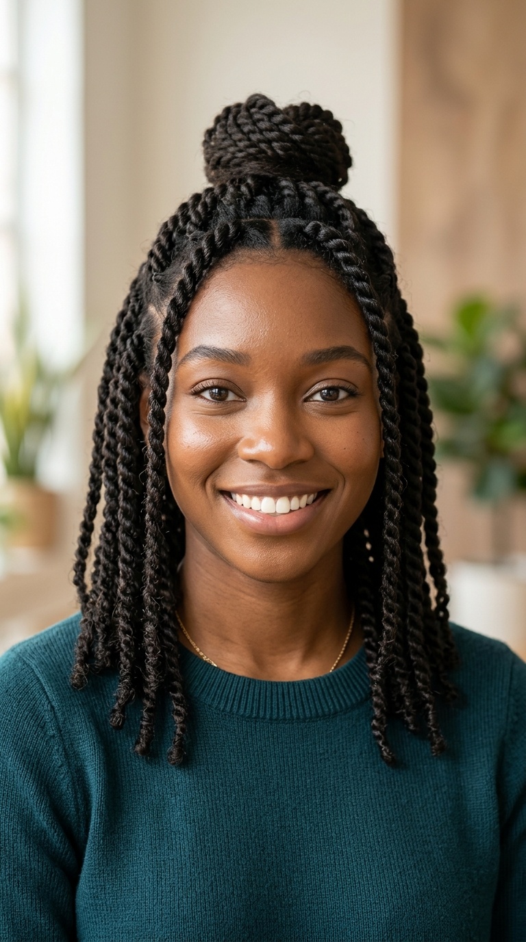 Half-Up, Half-Down Rope Twists