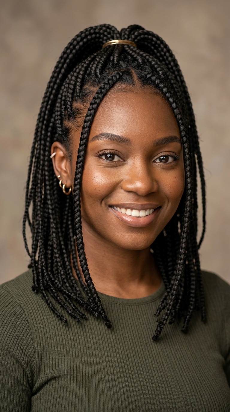 Half-Up Half-Down Short Braids