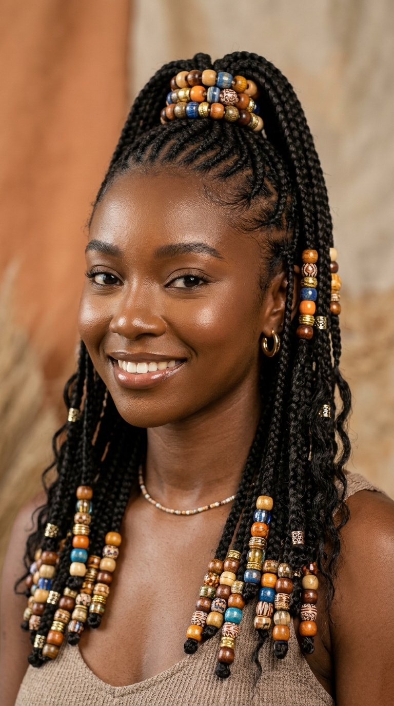 Half-Up Half-Down Style with Stacked Beads