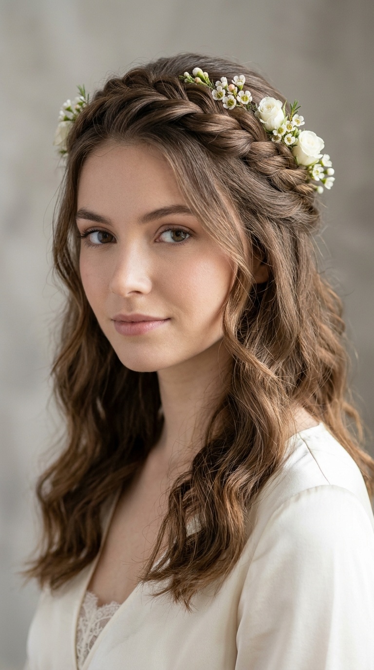 Half-Up, Half-Down Twist with Crown Placement