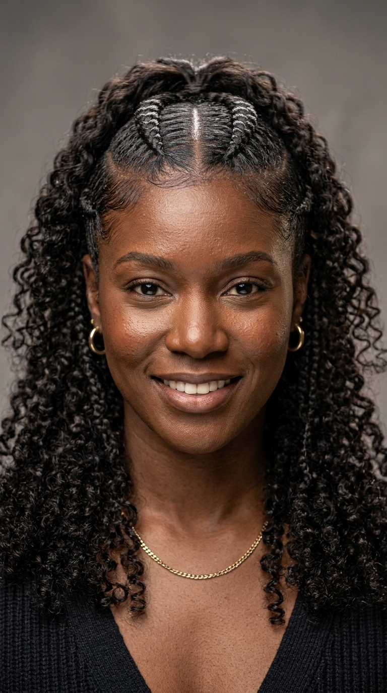 Half-Up Half-Down Two Braids