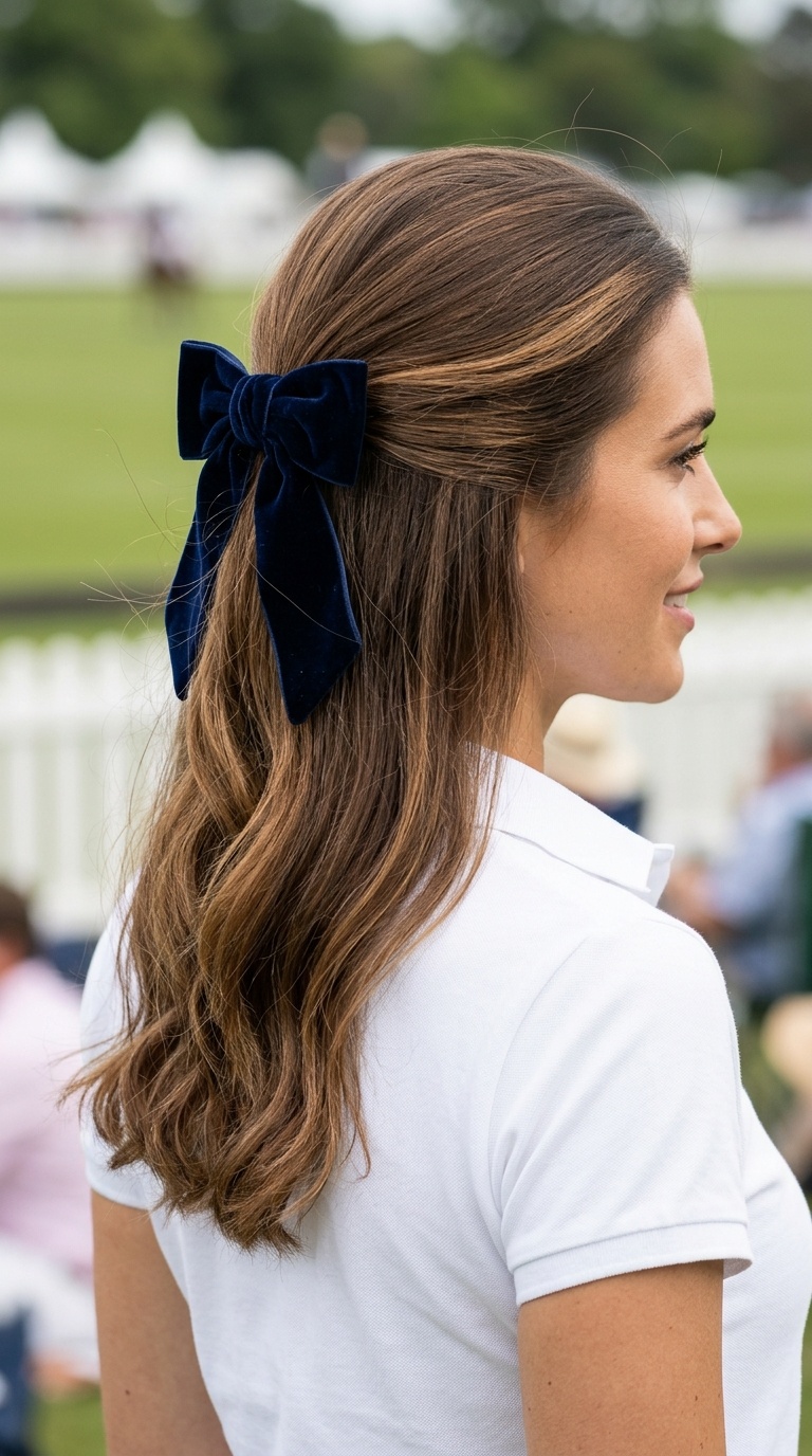 Half-Up, Half-Down with a Velvet Bow