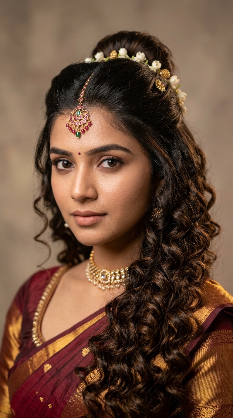 Half-Up Half-Down with Cascading Curls