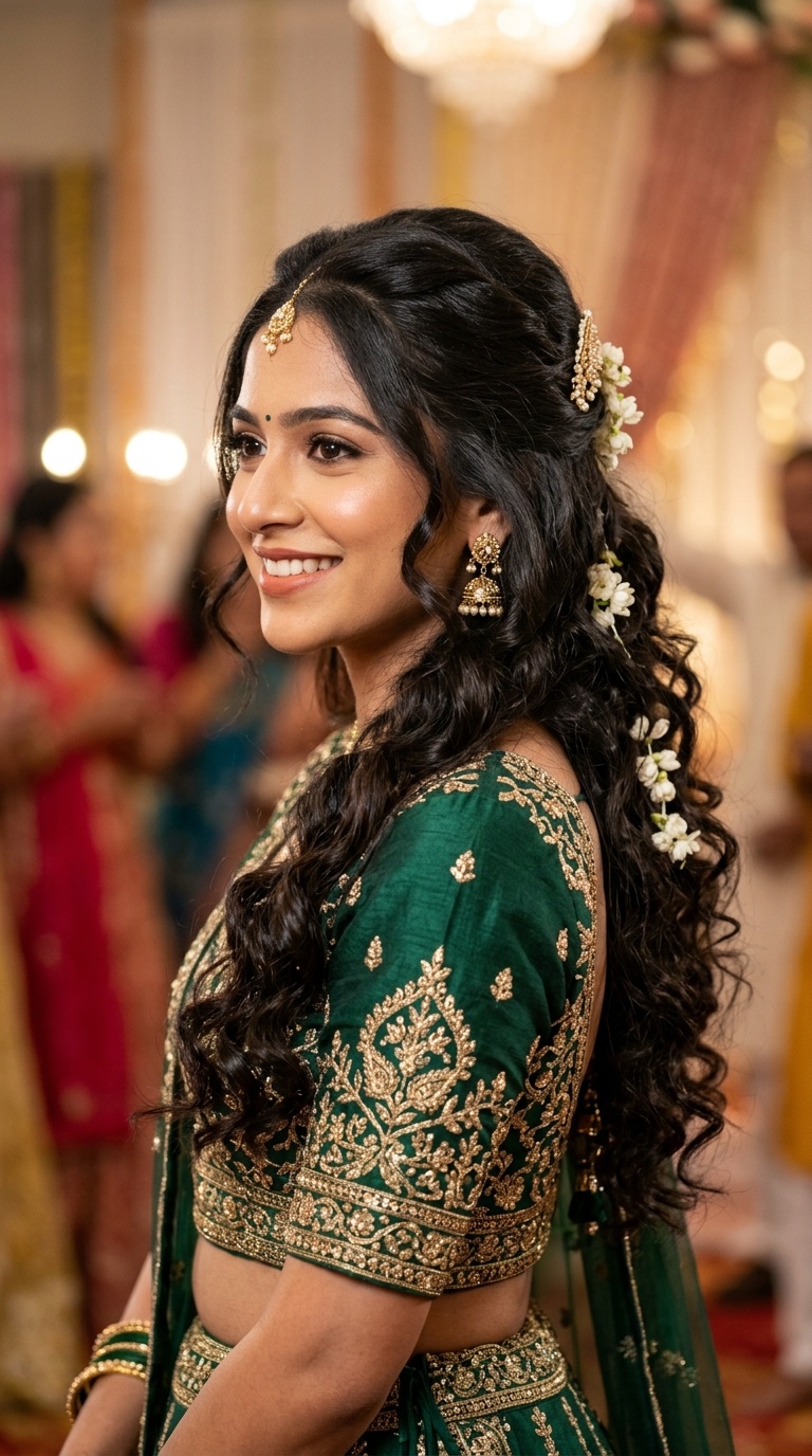 Half-Up Half-Down with Cascading Curls