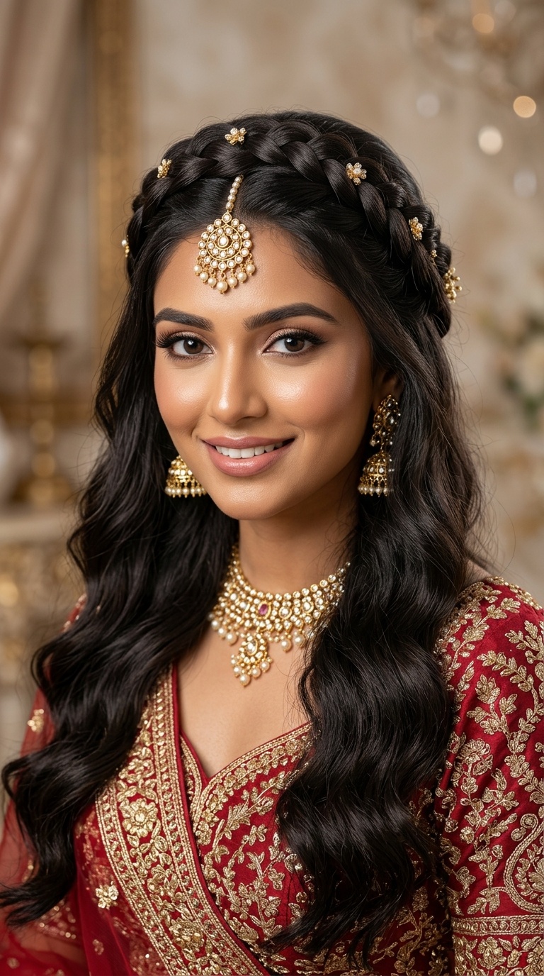 Half-Up Half-Down with Crown Braid