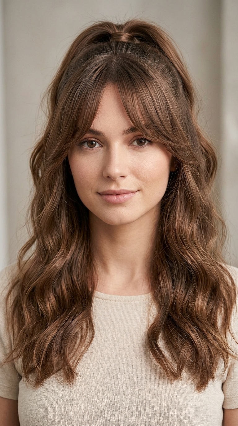 Half-Up, Half-Down with Curtain Bangs