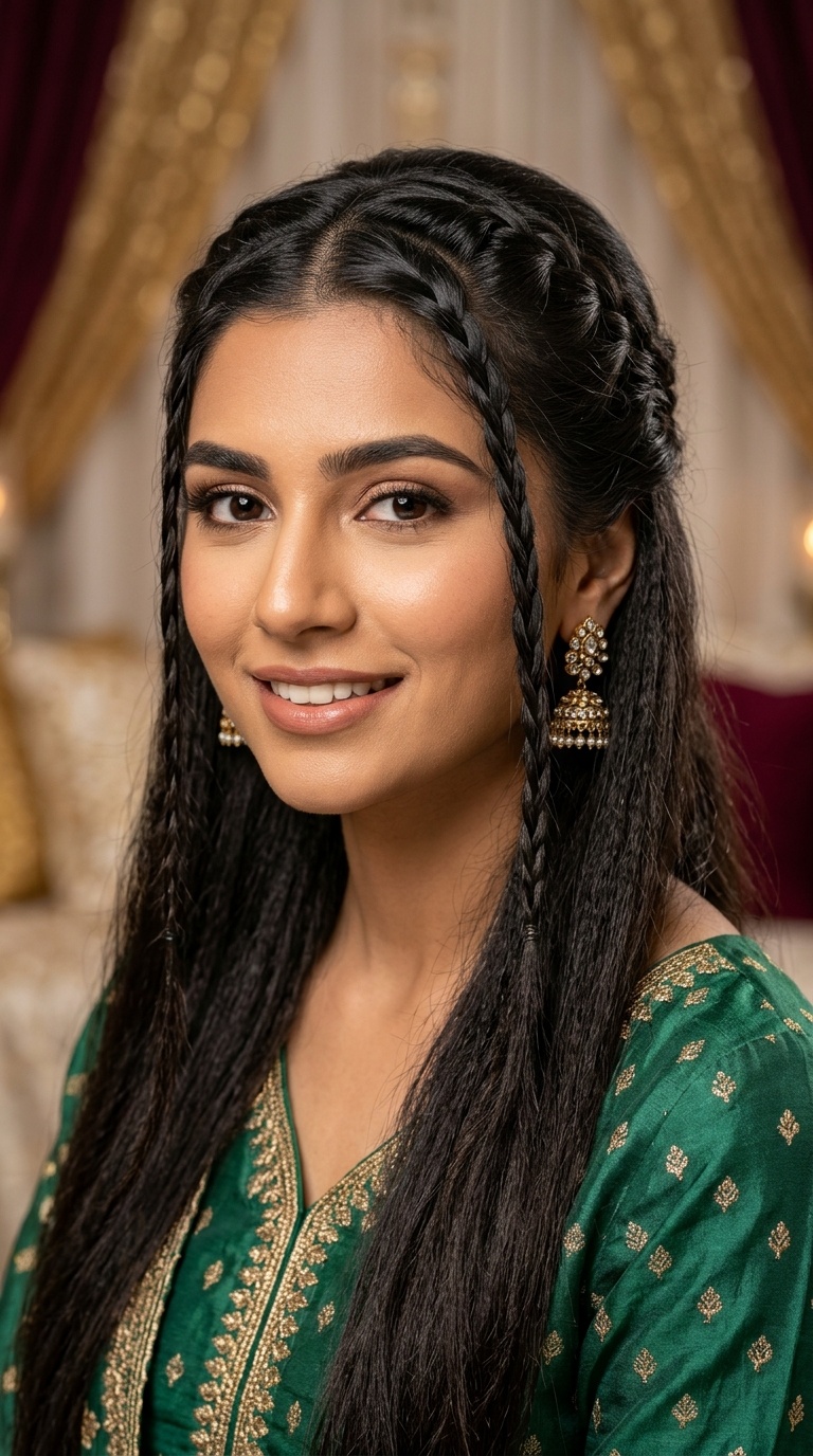 Half-Up Half-Down with Front Braids