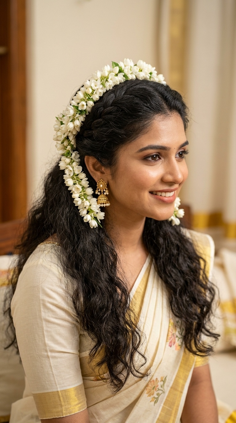 Half-Up Half-Down with Jasmine Crown