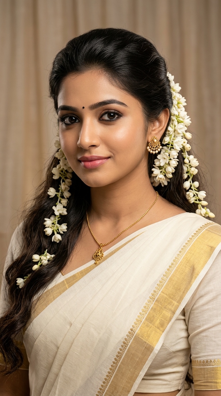 Half-Up Half-Down with Jasmine Strands