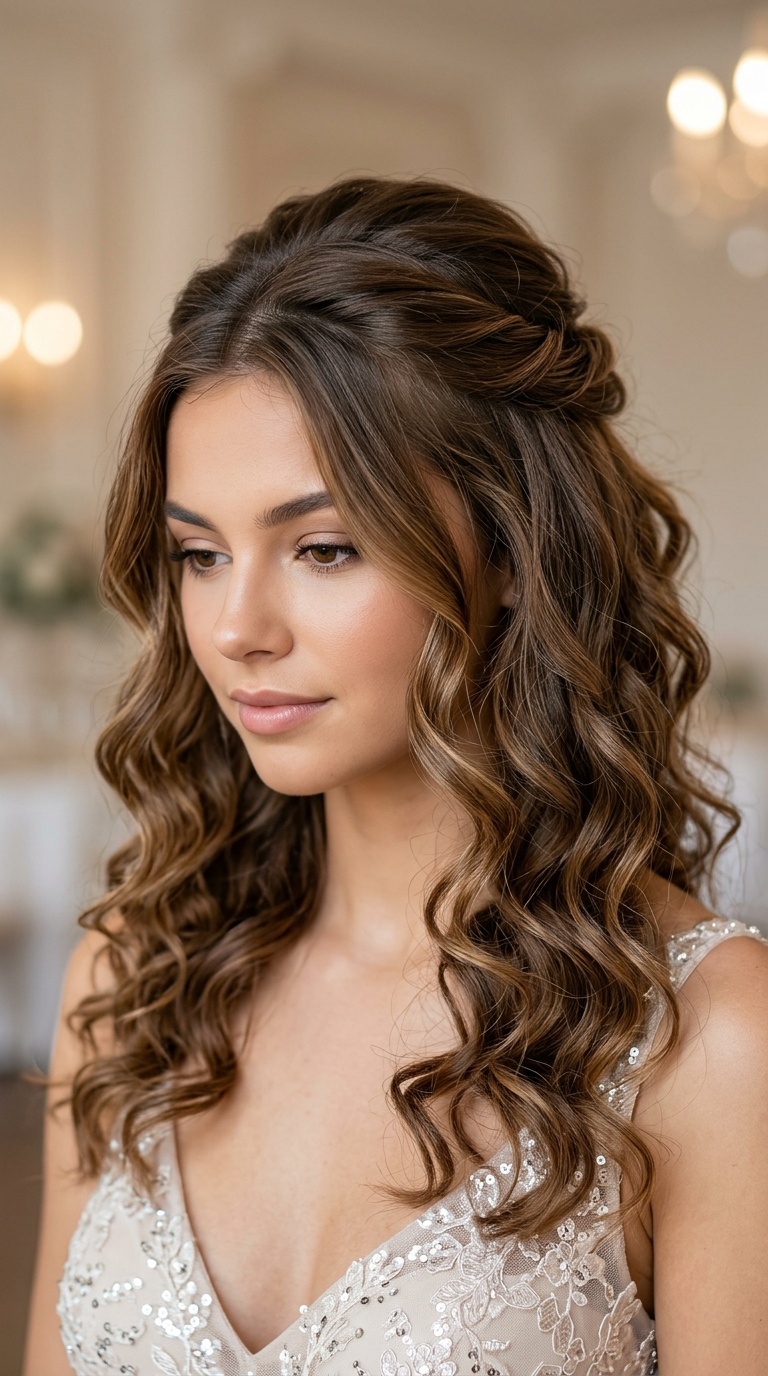 Half-Up Half-Down with Loose Curls
