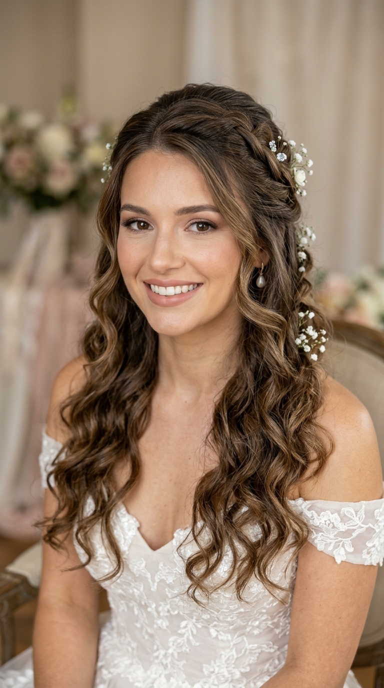 Half-Up Half-Down with Loose Curls