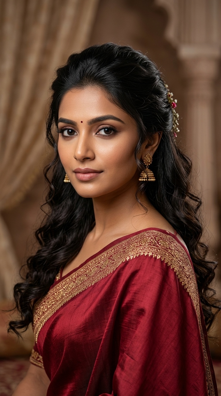 Half-Up Half-Down with Loose Curls