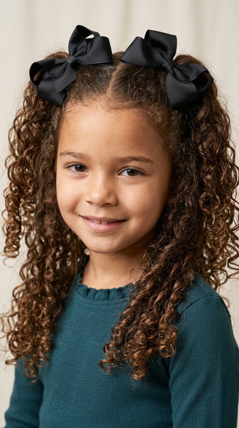 Half-Up, Half-Down with Oversized Bows