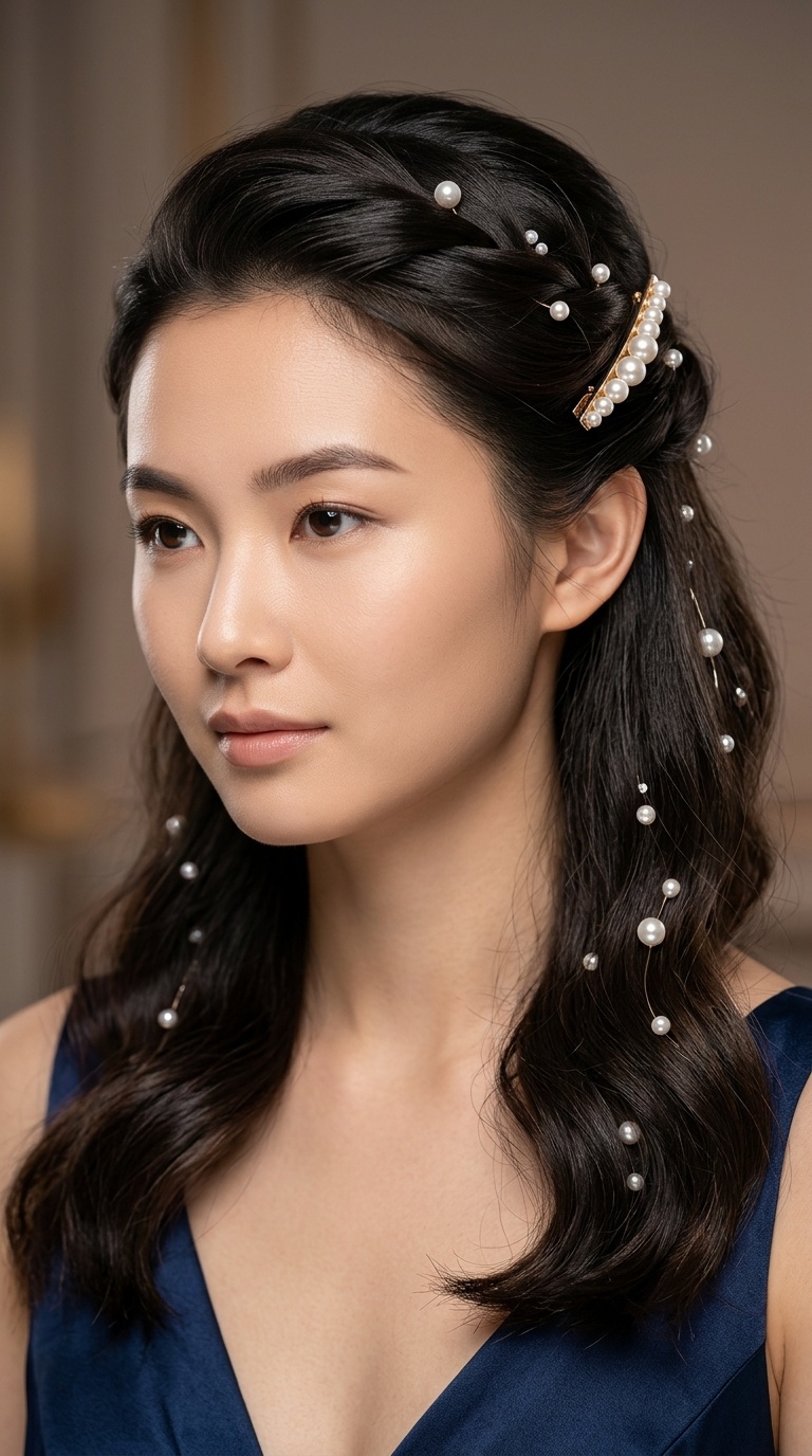 Half-Up Half-Down with Pearls
