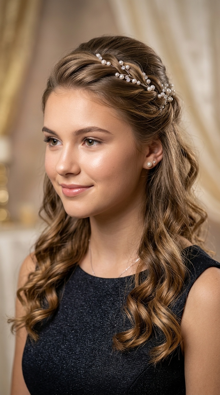 Half-Up Half-Down with Pearls