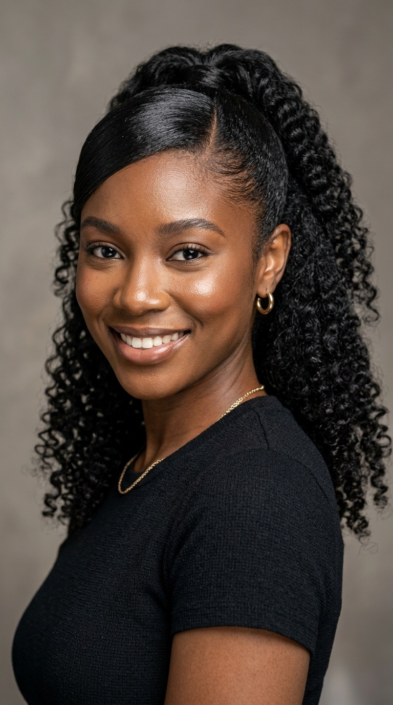 Half-Up Half-Down with Sleek Side Sweep