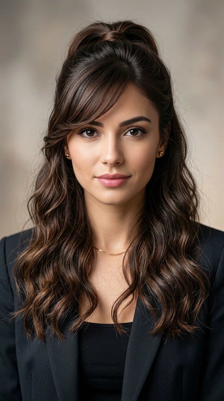 Half-Up Half-Down with Sweeping Side Bangs