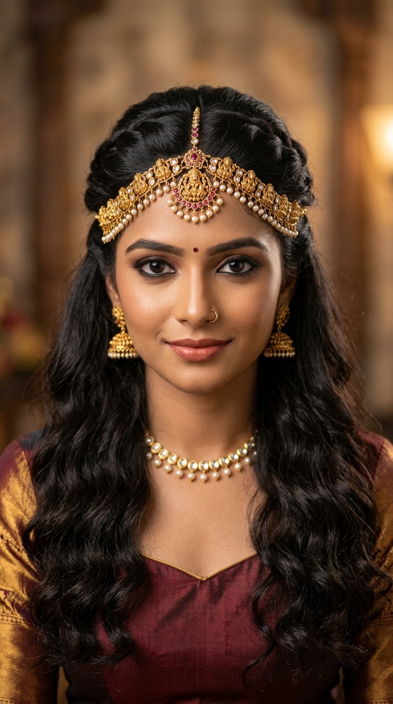 Half-Up Half-Down with Temple Jewelry